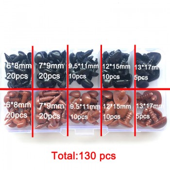 130pcs/box Mini Black and Brown Plastic Safety Noses Triangle For Teddy Bear Stuffed Animals Toys Amigurumis Dolls Accessories