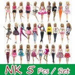 NK 5 Pcs/Set Princess Doll Dress Noble Gown For Barbie Doll Fashion Design Outfit Best Gift For Girl Doll Hot Sale  Accessories