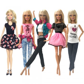 NK 5 Pcs/Set Princess Doll Dress Noble Gown For Barbie Doll Fashion Design Outfit Best Gift For Girl Doll Hot Sale  Accessories