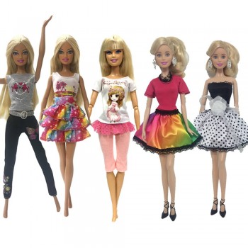 NK 5 Pcs/Set Princess Doll Dress Noble Gown For Barbie Doll Fashion Design Outfit Best Gift For Girl Doll Hot Sale  Accessories