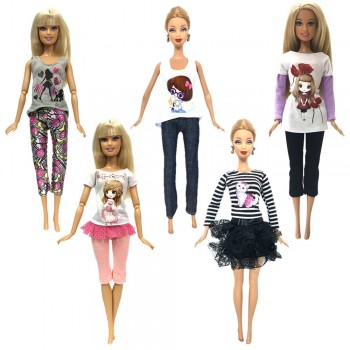 NK 5 Pcs/Set Princess Doll Dress Noble Gown For Barbie Doll Fashion Design Outfit Best Gift For Girl Doll Hot Sale  Accessories