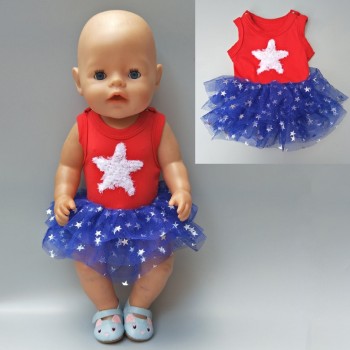 For 43cm born baby dolls clothes lastic shirt lace dress for 18 baby doll clothes pants for 18 inch girl doll baby gifts