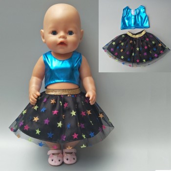 For 43cm born baby dolls clothes lastic shirt lace dress for 18 baby doll clothes pants for 18 inch girl doll baby gifts