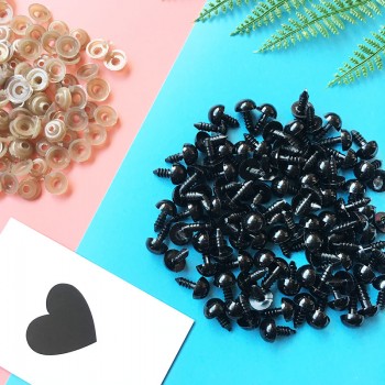 100PCs 6-14mm Black Plastic Amigurumi Eyes Safety Eyes For Teddy Bear Stuffed Toys Snap Animal Puppet Dolls Craft Eyes For Toys