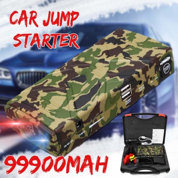 99900mAh 12V 2 USB Car Jump Starter Camouflage Multifunction Emergency Charger Battery Power Bank Booster Starting Device