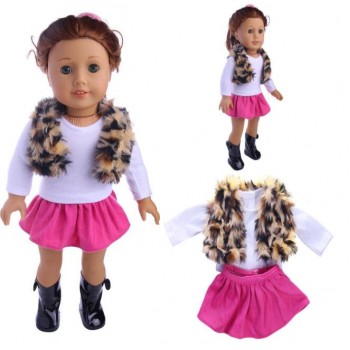 4Pcs/Set United States Girl Doll Clothes Set Winter Coat Dress + Legging For 18 Inch Doll Suit Set Fit 43cm Baby Dolls