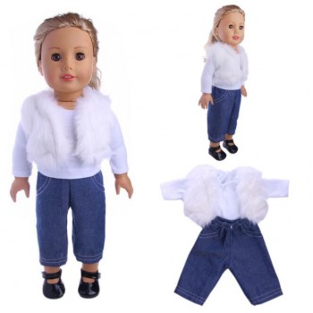 4Pcs/Set United States Girl Doll Clothes Set Winter Coat Dress + Legging For 18 Inch Doll Suit Set Fit 43cm Baby Dolls
