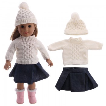 4Pcs/Set United States Girl Doll Clothes Set Winter Coat Dress + Legging For 18 Inch Doll Suit Set Fit 43cm Baby Dolls