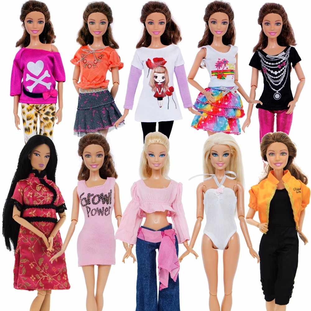 5 Set Handmade Fashion Outfit Daily Casual Wear Blouse Shirt Vest Bottom Pants Skirt Clothes For Barbie Doll Accessories Gift