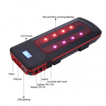 12V 99800mAh Portable Emergency Battery Charger Car Jump Starter Smart Clip Power Bank Starting Light Bar US/UK/AU/EU