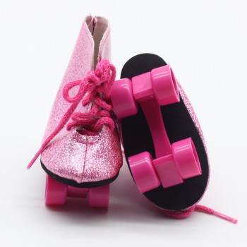 New Style Pink Doll Handmade Skate Shoes Fit 43cm Baby Born Doll Clothes 18 Inch American Doll Shoes Children Best Birthday Gift