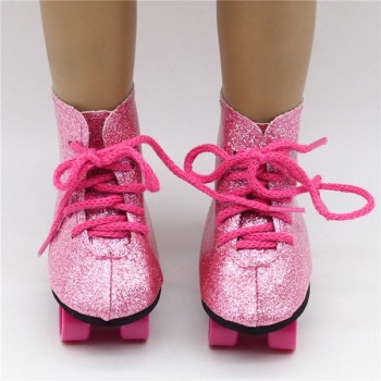 New Style Pink Doll Handmade Skate Shoes Fit 43cm Baby Born Doll Clothes 18 Inch American Doll Shoes Children Best Birthday Gift