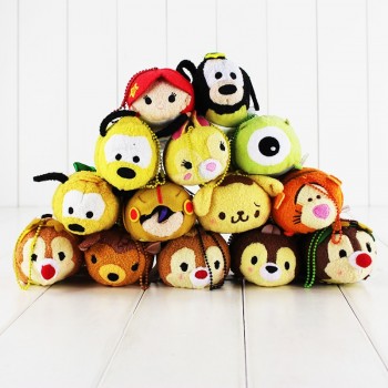 9CM Tsum Tsum Plush Toys Screen Cleaner Inside Out Minnie Stitch Marie Alice Thor Captain Toy Story Princess Pendants
