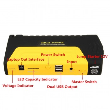 50800mAh 12V LED Dual USB Car Jump Starter Booster Portable Backup Charger Multifunction Emergency Power Bank Car Jump Starter