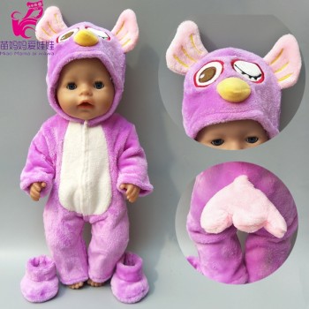 new arrival 38cm doll clothes for 43cm Baby doll boy clothes pants grey mouse set for 17 inch doll fur jumpsuit