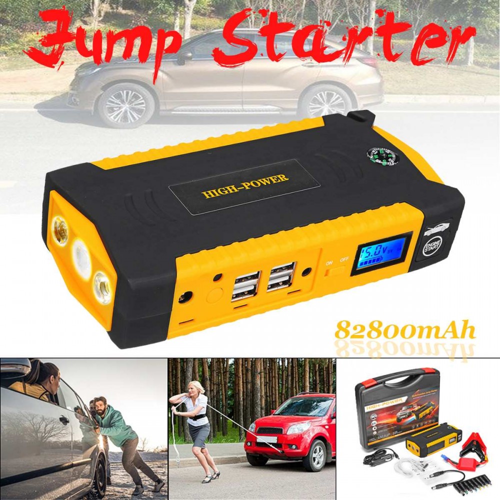 82800mAh High Power Car Jump Starter 12V Portable Starting Device Power Bank Car Charger For Car Battery Booster Buster 4 USB