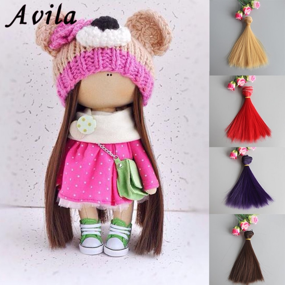 1pcs 15*100cm Doll Accessories Straight Synthetic Fiber Wig Hair For Doll Wigs High-temperature Wire for BJD SD Russian Doll