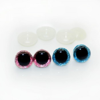 20pcs 12/16mm Round Clear Trapezoid Plastic Safety Toy Eye + glitter Nonwovens for Teddy Bear Stuffed Toys Puppet Dolls Eye
