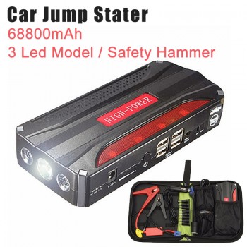 68800mAh 4USB Multi-Function 12V Car Jump Starter Power Bank Rechargeable Battery Portable Car Jump Starter Booster Battery