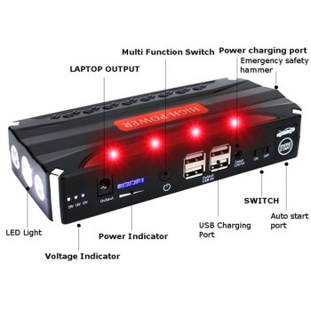 68800mAh 4USB Multi-Function 12V Car Jump Starter Power Bank Rechargeable Battery Portable Car Jump Starter Booster Battery