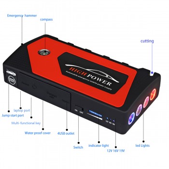 Car Jump Starter Emergency 69800mAh 12V Starting Device 4USB SOS LED Light Mobile Power Bank Car Charger For Car Battery Booster