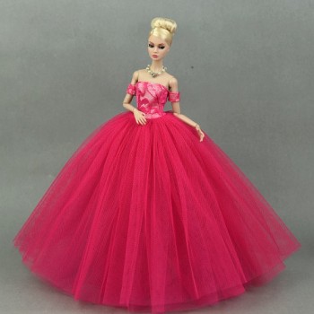 Dress + Veil / Pink Lace Party Dress Evening Gown Bubble skirt Clothing Outfit Accessories For 1/6 BJD Xinyi FR ST Barbie Doll