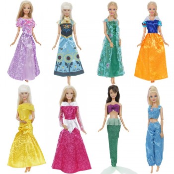 1 Pcs Fairy Tale Princess Dress Copy Snow White Cinderella Anna Belle Princess Gown Skirt Clothes For Barbie Doll Accessories