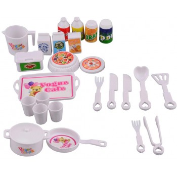 NK 25 Pcs/Set Doll Accessories DIY Play house Mini Simulation Tableware Dolls Kitchen puzzle creative Toys For Barbie Doll Hot