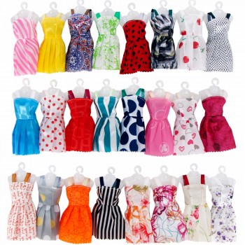 Random 12 PCS Mixed Sorts Handmade Different Colourful Fashion Dress Cute Cool Clothes For Barbie Doll Accessories Girl Gift Toy