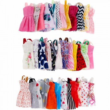 Random 12 PCS Mixed Sorts Handmade Different Colourful Fashion Dress Cute Cool Clothes For Barbie Doll Accessories Girl Gift Toy