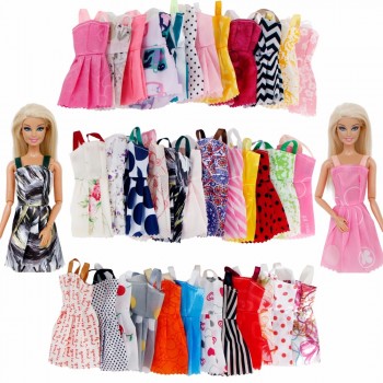 Random 12 PCS Mixed Sorts Handmade Different Colourful Fashion Dress Cute Cool Clothes For Barbie Doll Accessories Girl Gift Toy
