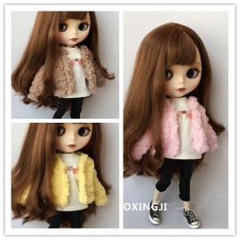 1/6 Fashion doll clothes blyth Fur coat suit for 30cm doll blyth accessories for Pullip doll clothing for barbie