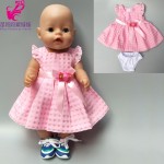 doll clothes for 17 inch 43cm baby new born doll Pink dress clothes for 18 inch girl doll dress dropshipping