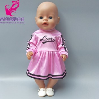 doll clothes for 17 inch 43cm baby new born doll Pink dress clothes for 18 inch girl doll dress dropshipping
