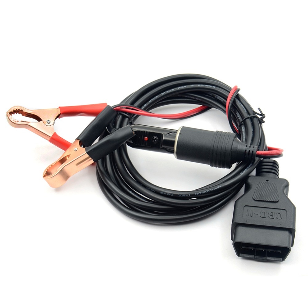 OBDII 12V DC Power ECU Emergency Power Source Supply Cable Interface Connector with Alligator Clip amp; Auto Jump Starter Power EC5
