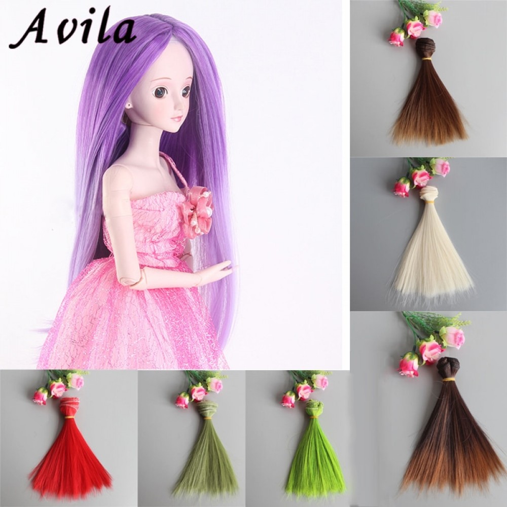 1pcs 15*100cm Doll Accessories Straight Synthetic Fiber Wig Hair For Doll Wigs High-temperature Wire diy wig