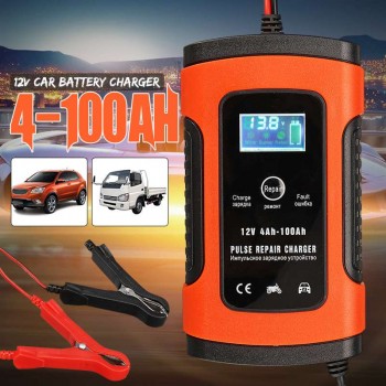 12V 5A 4-100Ah Auto Car Intelligent Battery Charger Jump Starter LCD Intelligent 100-240V 100AH Pulse Repair Type
