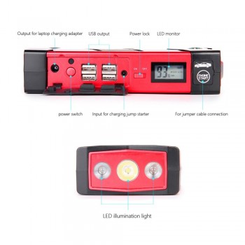 JKCOVER 600A Peak Port Discharge Car Jump Starter 18000mAh Phone Power Bank Multi-Function 12V Auto Battery Charger Pack Booster