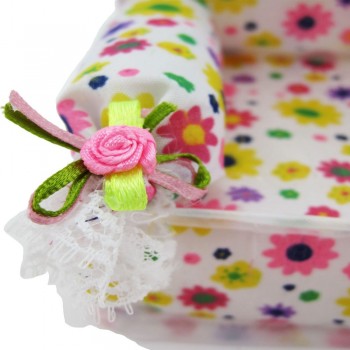 Fashion Mini Flower Cloth Sofa With 2 Full Cushions Bedroom Dollhouse Furniture For Barbie Doll Accessories Baby Kids Gift Toy