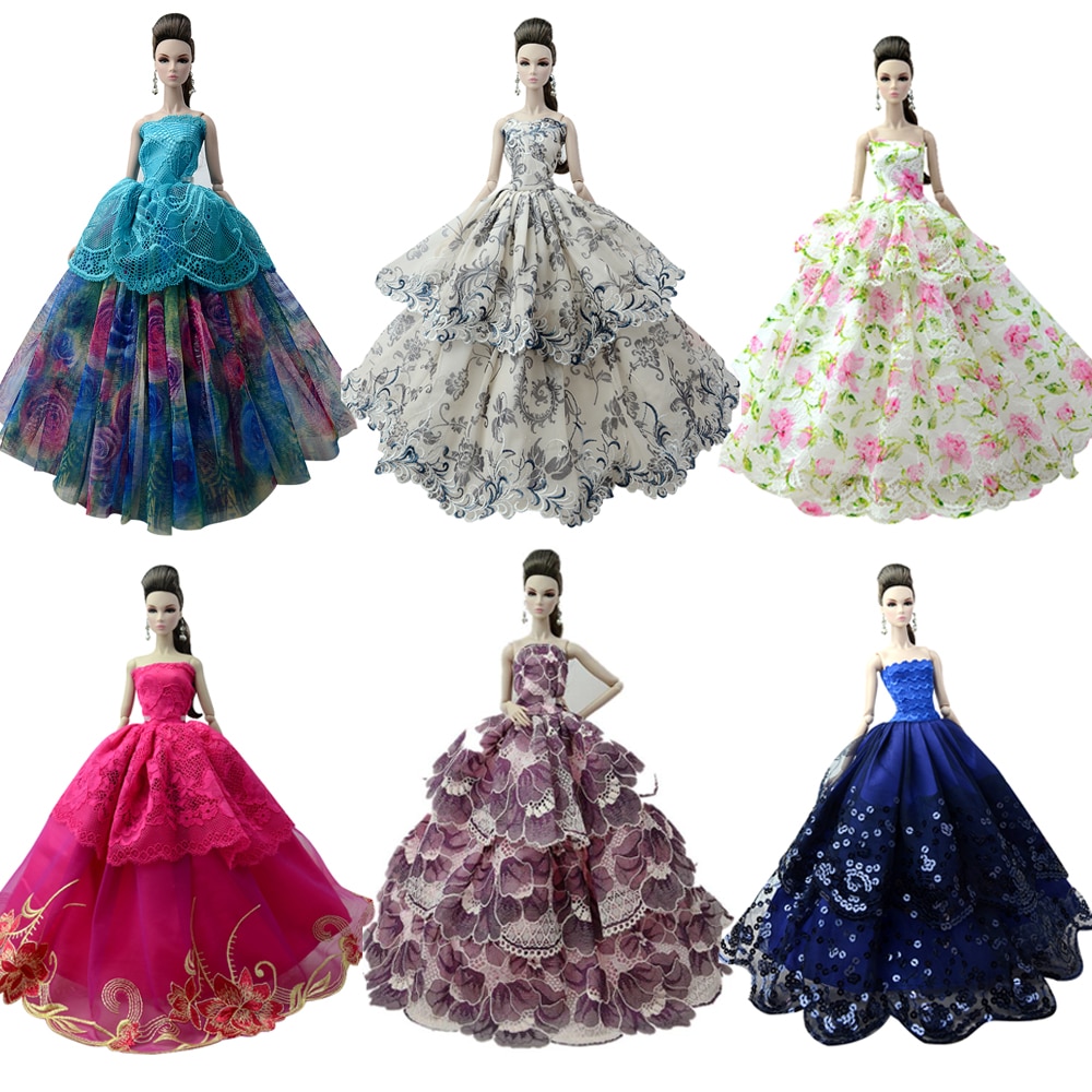 NK One Pcs Doll Princess Wedding Dress Noble Party Gown For Barbie Doll Accessories Handmake Outfit Best Gift For Girl Doll 0JJ