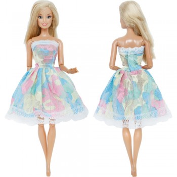 Handmade Mini Dress Mixed Style Casual Dating Wear Lace Skirt Floral Pattern Gown Clothes For Barbie Doll Accessories Kids Toys