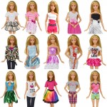 9 Item/Set Doll Accessories=3 Pcs Doll Clothes Dress+ 3 Glasses + Random 3 Pairs Shoes for Barbie Doll Girl Toy Best Gift
