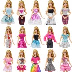 9 Item/Set Doll Accessories=3 Pcs Doll Clothes Dress+ 3 Plastic Necklace + Random 3 Pairs Shoes for Barbie doll Girl Gift  Toy