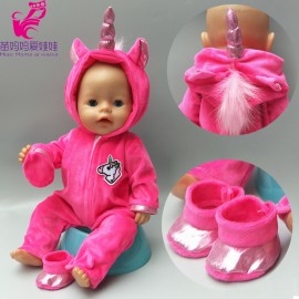 baby dolls clothes 43cm born Baby doll fur unicorn outfit set for 40cm reborn baby doll coat hoodie suit with for toy wear