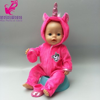 baby dolls clothes 43cm born Baby doll fur unicorn outfit set for 40cm reborn baby doll coat hoodie suit with for toy wear