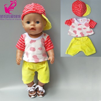 For 18 inch  baby boy dolls clothes shirt pants cap for 18 43cm born baby doll jeans strap pants baby girl Christmas gifts