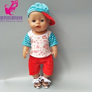 For 18 inch  baby boy dolls clothes shirt pants cap for 18 43cm born baby doll jeans strap pants baby girl Christmas gifts