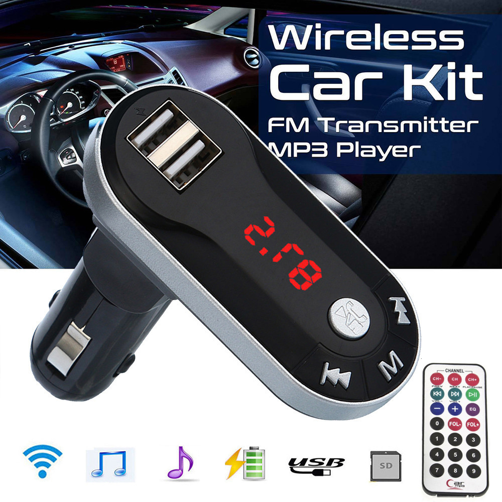 Car Auto Multifunction Wireless FM Transmitter MP3 Player Handsfree Car Kit USB TF SD Remote Vintage Radio H28