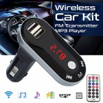 Car Auto Multifunction Wireless FM Transmitter MP3 Player Handsfree Car Kit USB TF SD Remote Vintage Radio H28