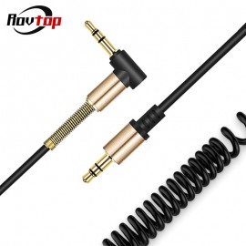 Rovtop 3.5mm Audio Cable Stretchable Male to Male AUX Cable Headphone Beats Speaker For MP3 MP4 iPhone Car Spring Audio Cable Z2